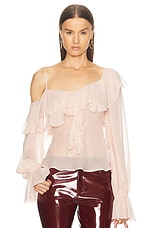Blumarine Ruffle Blouse Top in Silver Pink, view 1, click to view large image.