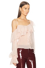 Blumarine Ruffle Blouse Top in Silver Pink, view 2, click to view large image.