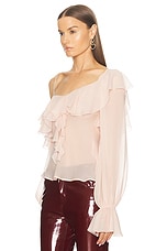 Blumarine Ruffle Blouse Top in Silver Pink, view 3, click to view large image.
