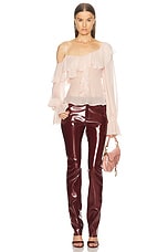 Blumarine Ruffle Blouse Top in Silver Pink, view 5, click to view large image.
