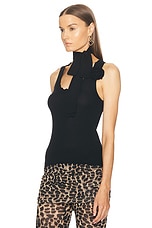 Blumarine Rib Knit Tank Top in Black, view 3, click to view large image.