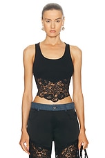 Blumarine Lace Tank Top in Black, view 1, click to view large image.