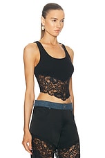 Blumarine Lace Tank Top in Black, view 2, click to view large image.