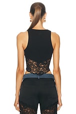 Blumarine Lace Tank Top in Black, view 3, click to view large image.