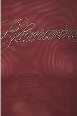 Blumarine Long Sleeve Logo Top in Burgundy, view 5, click to view large image.