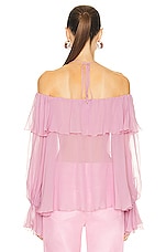 Blumarine Ruffle Long Sleeve Top in Mauve Orchid, view 4, click to view large image.