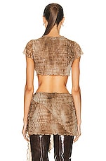 Blumarine Tie Crop Top in Lark & Vetiver, view 3, click to view large image.