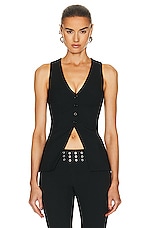 Blumarine Long Sleeve Gilet in Nero, view 2, click to view large image.