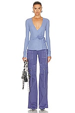 Blumarine Long Sleeve Wrap Top in Jasmine, view 4, click to view large image.