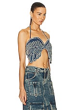 Blumarine Halter Denim Top in Allure, view 2, click to view large image.