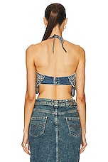 Blumarine Halter Denim Top in Allure, view 3, click to view large image.