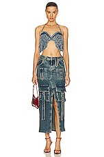 Blumarine Halter Denim Top in Allure, view 4, click to view large image.