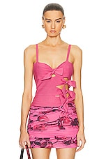 Blumarine Knit Tie Camisole Top in Red Bud, view 1, click to view large image.