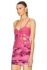 Blumarine Knit Tie Camisole Top in Red Bud, view 3, click to view large image.