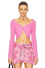Blumarine Knit Cardigan in Pink Geranio, view 1, click to view large image.