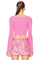 Blumarine Knit Cardigan in Pink Geranio, view 3, click to view large image.