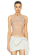 Blumarine Canotta Tulle Top in Cameo Rose, view 1, click to view large image.