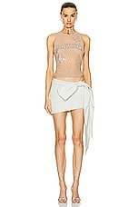 Blumarine Canotta Tulle Top in Cameo Rose, view 4, click to view large image.