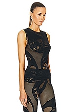 Blumarine Jacquard Tank Top in Black, view 2, click to view large image.