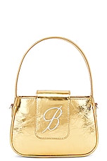 Blumarine B Laminated Bag in Gold, view 3, click to view large image.