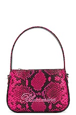 Blumarine St. Pit Leather Bag in Very Berry & Nero, view 3, click to view large image.