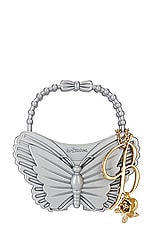 Blumarine Butterfly Top Handle Bag in Silver, view 1, click to view large image.