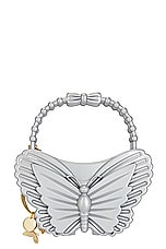 Blumarine Butterfly Top Handle Bag in Silver, view 3, click to view large image.