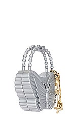 Blumarine Butterfly Top Handle Bag in Silver, view 4, click to view large image.