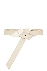 Brandon Maxwell Cleo Leather Belt in Beige, view 1, click to view large image.