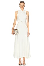 Brandon Maxwell The Valerie Draped Neckline &amp; Belted Waist Dress in Ivory, view 1, click to view large image.