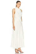Brandon Maxwell The Valerie Draped Neckline &amp; Belted Waist Dress in Ivory, view 2, click to view large image.