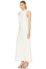 Brandon Maxwell The Valerie Draped Neckline &amp; Belted Waist Dress in Ivory, view 3, click to view large image.