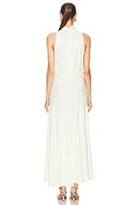 Brandon Maxwell The Valerie Draped Neckline &amp; Belted Waist Dress in Ivory, view 4, click to view large image.