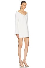 Brandon Maxwell The Zayna Off The Shoulder Mini Dress W/ Long Slv in Ivory, view 2, click to view large image.