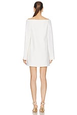 Brandon Maxwell The Zayna Off The Shoulder Mini Dress W/ Long Slv in Ivory, view 3, click to view large image.