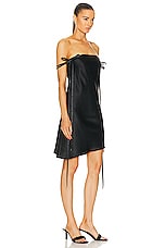 Brandon Maxwell Off The Shoulder Ties Mini Dress in Black, view 2, click to view large image.