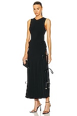 Brandon Maxwell A Line High Neck Side Tie Dress in Black, view 1, click to view large image.