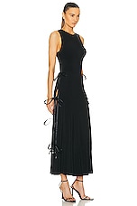 Brandon Maxwell A Line High Neck Side Tie Dress in Black, view 3, click to view large image.
