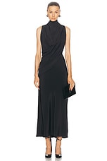 Brandon Maxwell Frida Draped Sleeveless Dress in Black, view 1, click to view large image.