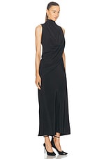 Brandon Maxwell Frida Draped Sleeveless Dress in Black, view 2, click to view large image.