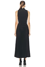 Brandon Maxwell Frida Draped Sleeveless Dress in Black, view 3, click to view large image.