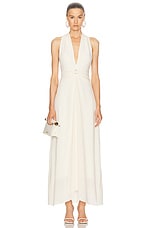 Brandon Maxwell Banks Deep V Dress in Ivory, view 1, click to view large image.