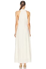 Brandon Maxwell Banks Deep V Dress in Ivory, view 3, click to view large image.