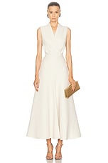 Brandon Maxwell Emelie Blouson Wrap Dress in Oatmeal, view 1, click to view large image.