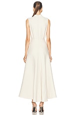 Brandon Maxwell Emelie Blouson Wrap Dress in Oatmeal, view 3, click to view large image.