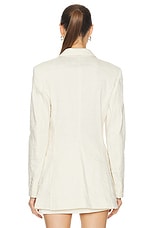 Brandon Maxwell The Jemma Notched Lapel Jacket With Fitted Waist in Greige, view 3, click to view large image.