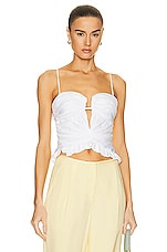 Brandon Maxwell Sleeveless Plunge Top in White, view 1, click to view large image.