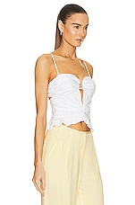 Brandon Maxwell Sleeveless Plunge Top in White, view 2, click to view large image.