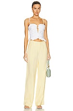 Brandon Maxwell Sleeveless Plunge Top in White, view 4, click to view large image.