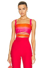 Brandon Maxwell Cut Out Crop Top in Orange Pop & Pink Lemonade, view 1, click to view large image.